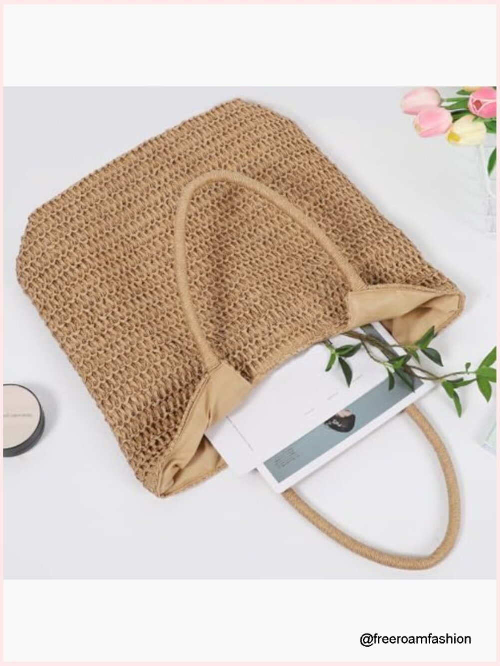 Women Straw Beach Tote Bag Large Woven Hobo Summer Shoulder Handbag - Picture 3 of 7